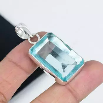 Изящная подвеска с драгоценным камнем аква-апитит из стерлингового серебра 925 пробы — дизайн ручной работы, повседневные украшения, уникальные подарки на день рождения с аква-апититом 2.36 зелёный