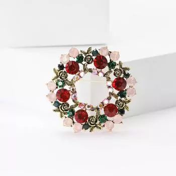Изящная ретро-брошь в виде венка из сплава со стразами, высококачественная универсальная женская шаль для костюма, корсаж, ювелирное украшение, булавка
