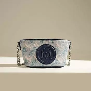 Изящная сумка-ведро из натуральной кожи Женская на плечо 2025 Новая трендовая Высококачественная Легкая роскошь Нишевая Цепочка Сумка-слиток для мобильного телефона Carriage Royal Blue