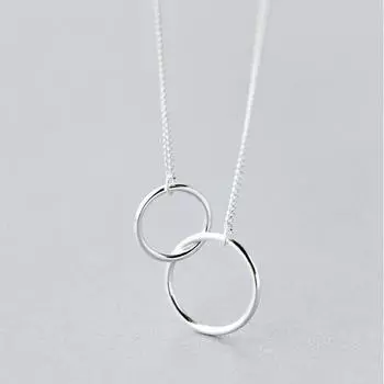Изящное колье из стерлингового серебра 925 пробы с двойным кругом, цепочка на ключицы, вечерние очаровательные украшения для рождественских подарков S-N191