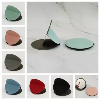 Изящное круглое складное зеркало для макияжа из искусственной кожи, карманное зеркало для макияжа, туалетное зеркало для спальни