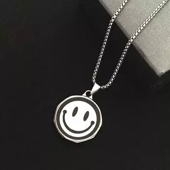 Изящное модное новое ожерелье из нержавеющей стали с улыбкой на лице, мужское ожерелье, цепочка для свитера в стиле хип-хоп высокого уровня