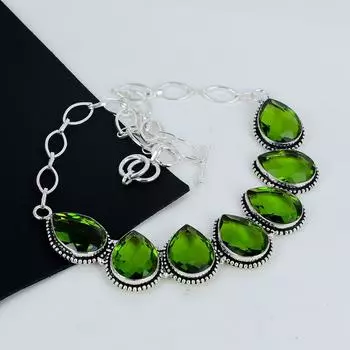 Изящное ожерелье из серебра 925 пробы с драгоценными камнями перидот, серебряное ожерелье с перидотом для жены, ожерелье унисекс, подарок на Рождество 20 зелёный