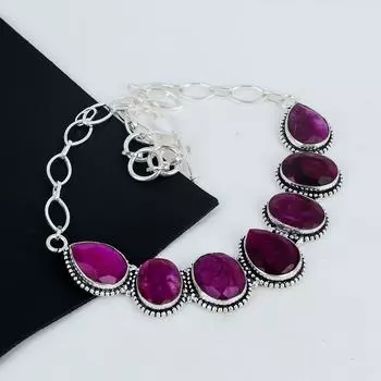 Изящное ожерелье из серебра 925 пробы с рубинами из кашмира, серебряное ожерелье с рубинами из кашмира для жены, ожерелье унисекс, подарок на День матери 20 красный