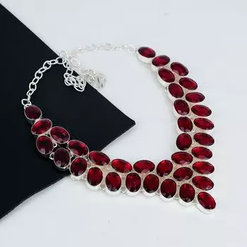 Изящное ожерелье из серебра 925 пробы с драгоценными камнями из красного граната, ожерелье из серебра с красным гранатом для жены, ожерелье унисекс, подарок на День благодарения 20 красный