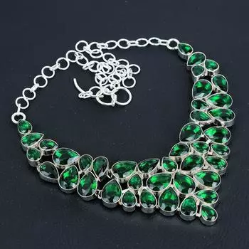 Изящное ожерелье из серебра 925 пробы с драгоценным камнем зеленого турмалина, серебряное ожерелье с зеленым турмалином для жены, ожерелье унисекс, подарок на помолвку 20 зелёный