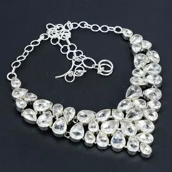 Изящное ожерелье из серебра 925 пробы с драгоценным камнем белого топаза, серебряное ожерелье с белым топазом для жены, ожерелье унисекс, подарок на День матери 20 белый