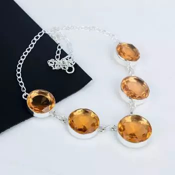 Изящное ожерелье из серебра 925 пробы с драгоценным камнем морганит, серебряное ожерелье с морганитом для жены, ожерелье унисекс, праздничный наряд в подарок 20 жёлтый