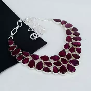 Изящное ожерелье из серебра 925 пробы с рубинами из кашмира, серебряное ожерелье с рубинами из кашмира для жены, ожерелье унисекс, праздничный подарок 20 красный