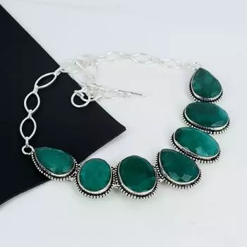 Изящное ожерелье из стерлингового серебра 925 пробы с изумрудом и драгоценными камнями, колье из изумрудного серебра для жены, ожерелье унисекс, подарок на День благодарения 20 зелёный