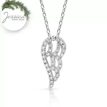 Изящное ожерелье с подвеской в виде крыла ангела из чистого серебра 925 пробы