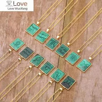 Изящное ожерелье с подвеской в виде 12 созвездий для женщин, лазурит, малахит, яшма, созвездия, золотые цепочки, ожерелье, ювелирные изделия, бижутерия