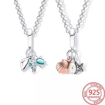 Изящное ожерелье с подвеской в виде черепахи, рыбы, ракушки из серебра S925 пробы для женщин, помолвочное ювелирное изделие, подарок, драгоценное роскошное ювелирное ожерелье