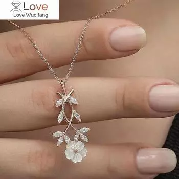 Изящное ожерелье с подвеской в виде цветка для женщин, свадебные украшения, элегантные темпераментные женские аксессуары для вечеринок, подарки оптом оптом 45cm