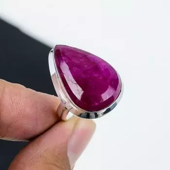 Изящное регулируемое кольцо из серебра 925 пробы с рубином из кашмира — подходит для размеров США от 6 до 11 — украшения ручной работы в стиле бохо для женщин и мужчин, подарки из ватных палочек Adjustable красный