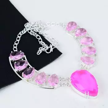 Изящное розовое кунцитовое драгоценное ожерелье ручной работы из стерлингового серебра 925 пробы, выполненное методом электроформовки, серебряный розовый кунцит для жены, кулон унисекс, подарки на годовщину 20 розовый