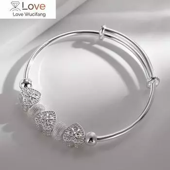 Изящные 925 пробы стерлингового серебра для женщин Браслеты в форме сердца для женщин Браслеты для свадебных вечеринок Украшения для свадеб Подарки на праздники Дизайнерские подвески