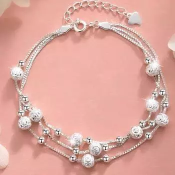 Изящные браслеты из стерлингового серебра 925 пробы с бусинами на удачу для женщин, роскошный оригинальный многослойный браслет с подвесками, элегантные украшения для вечеринок, подарки