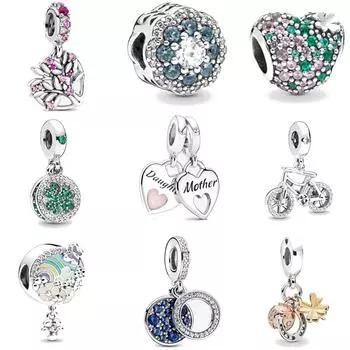 Изящные бусины из стерлингового серебра 925 пробы с изображением клевера, бабочки, цветка, подходят для оригинального браслета, ювелирные аксессуары