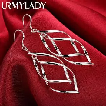 Изящные серьги из стерлингового серебра 925 пробы высокого качества, модные украшения, элегантные женские серьги, висячие длинные свадебные рождественские подарки ME028