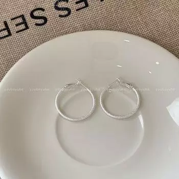 Изящные серьги-кольца из матового серебра с эффектом вспышки для женщин, простые в холодном стиле, простой браслет, серьги, модные, делают лицо меньше, серьги 3cm fine flash frosted earring-Silver Needle