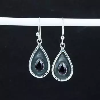 Изящные серьги с аметистовыми камнями, серьги из стерлингового серебра 925 пробы, серьги-подвески ручной работы в стиле бохо из серебра, подарок на Пасху 1.77 фиолетовый