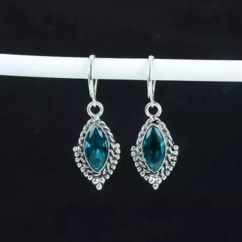 Изящные серьги с драгоценными камнями индоколит, серьги из стерлингового серебра 925 пробы, серьги-подвески ручной работы в стиле бохо из серебра, подарок из ваты 1.77 зелёный