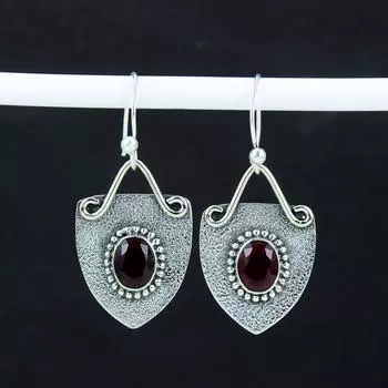 Изящные серьги с драгоценными камнями из голубого топаза, серьги из стерлингового серебра 925 пробы, серьги-подвески ручной работы в стиле бохо, подарок из ваты 2.16 красный