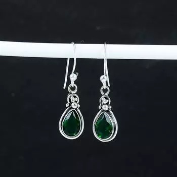 Изящные серьги с драгоценными камнями из зеленого турмалина, серьги из стерлингового серебра 925 пробы, серьги-подвески ручной работы в стиле бохо из серебра, подарок на помолвку 1.77 зелёный