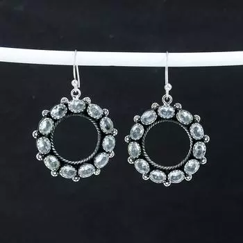 Изящные серьги с драгоценными камнями из белого топаза, серьги из стерлингового серебра 925 пробы, серьги-подвески ручной работы в стиле бохо из серебра, подарок на День матери 2.36 белый