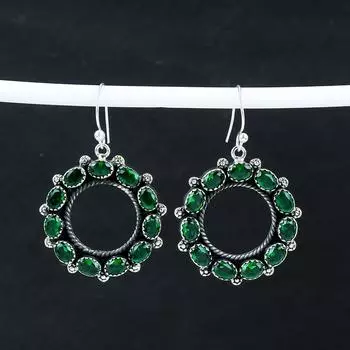 Изящные серьги с драгоценными камнями из зеленого турмалина, серьги из стерлингового серебра 925 пробы, серьги-подвески из серебра ручной работы в стиле бохо, подарочный наряд для вечеринки 2.36 зелёный