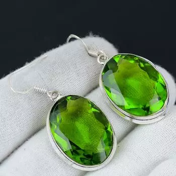 Изящные серьги с драгоценными камнями перидот, серьги из стерлингового серебра 925 пробы, серьги-подвески из серебра ручной работы в стиле бохо, подарки на помолвку 1.96 зелёный