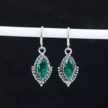 Изящные серьги с зеленым апатитом, серьги из стерлингового серебра 925 пробы, серьги-подвески ручной работы в стиле бохо, подарок на День благодарения 1.77 зелёный