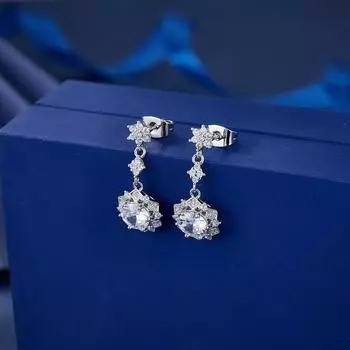 Изящные серьги Star Flower, позолоченные, платиновые, розовое золото, кисточка, серьга-гвоздик с цирконием платиновый