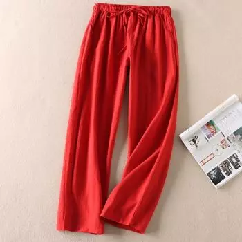 Изящные тонкие эластичные брюки-гаремы длиной до щиколотки в стиле ар-деко Red All yards