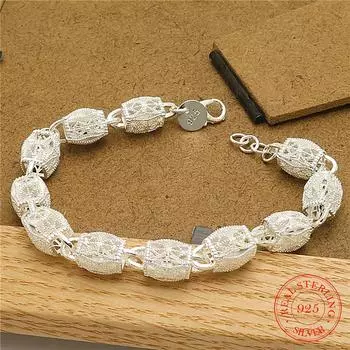 Изящные ювелирные изделия 925 пробы серебряные браслеты с подвесками в виде шариков, цепочки для женщин, классические вечерние свадебные благородные ювелирные изделия, рождественские подарки 20cm 8inches