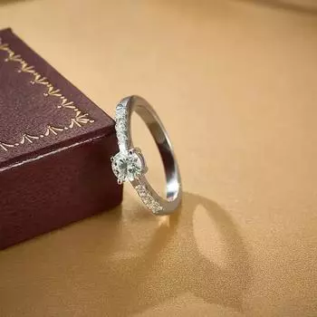 Изящные ювелирные изделия, кольцо на палец из стерлингового серебра 925 пробы для женщин, круглые бриллиантовые обручальные кольца с муассанитом и бриллиантом огранки