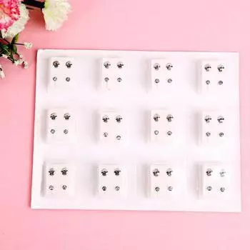 Изящные ювелирные изделия, стильные, для пирсинга, многоцветные, модные, для пирсинга, серьги-гвоздики с кристаллами циркония, 12 пар/комплект, серьги для женщин, простая ручная работа разноцветный