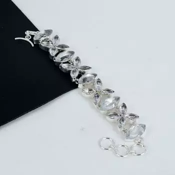 Изящный белый топаз драгоценный камень браслет ручной работы из стерлингового серебра 925 пробы, белый топаз браслет для жены, унисекс браслет ватин подарок 8 белый