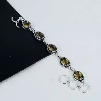 Изящный браслет из драгоценных камней дымчатого топаза ручной работы из серебра 925 пробы, браслет из дымчатого топаза для жены, браслет унисекс, подарок на День отца 8 коричневый