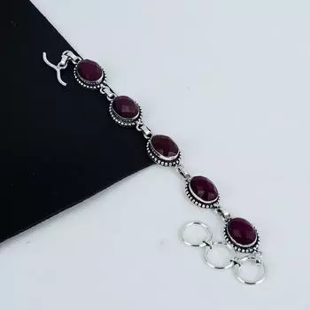 Изящный браслет из драгоценных камней кашмирского рубина ручной работы из стерлингового серебра 925 пробы, браслет из кашмирского рубина для жены, браслет унисекс, подарок на помолвку 8 красный
