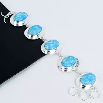 Изящный браслет из драгоценных камней ларимар ручной работы из стерлингового серебра 925 пробы, браслет из ларимара для жены, браслет унисекс, подарки на День матери 8 синий