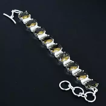 Изящный браслет из дымчатого кварца, браслет из стерлингового серебра 925 пробы, браслет с регулируемой цепочкой, браслет ручной работы в стиле бохо, ювелирное изделие с драгоценным камнем дымчатый кварц для подарков 8 коричневый