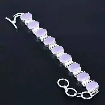 Изящный браслет из розового халцедона, браслет из стерлингового серебра 925 пробы, браслет с регулируемой цепочкой, браслет ручной работы в стиле бохо, украшения из халцедона, подарки для жены 8 розовый