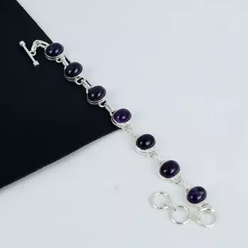 Изящный браслет из серебра 925 пробы с драгоценными камнями аметист, браслет из серебра аметист для жены, браслет унисекс, подарок на День матери 8 фиолетовый