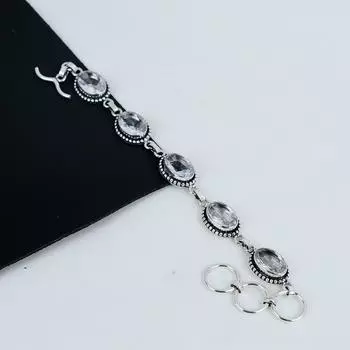 Изящный браслет из серебра 925 пробы с драгоценными камнями белого топаза, браслет с белым топазом для жены, браслет унисекс, подарок на помолвку 8 белый