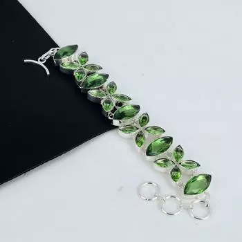 Изящный браслет из серебра 925 пробы с драгоценным камнем зеленого аметиста, браслет из серебра 925 пробы, браслет из зеленого аметиста для жены, браслет унисекс, подарок на день рождения для любимой 8 зелёный