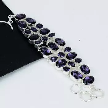 Изящный браслет с аметистом, Драгоценный камень с аметистом, Ювелирные изделия из браслета ручной работы с аметистом, Браслет фиолетового цвета, Подарок для нее, Ювелирные изделия на Хэллоуин 8