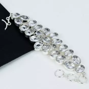 Изящный браслет с белым топазом, драгоценный камень с белым топазом, ювелирные изделия из браслета ручной работы с белым топазом, браслет синего цвета, подарок для нее, подарки для мамы 8 белый