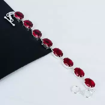 Изящный красный гранатовый драгоценный камень браслет ручной работы из стерлингового серебра 925 пробы, розовый кунцитовый браслет для жены, браслет унисекс, подарок на День благодарения 8 красный